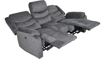 Olvani 3-sits Reclinersoffa i tyg elektrisk - Grå - Möbler - Soffa - Biosoffa & reclinersoffa