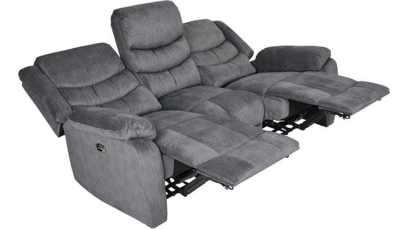 Olvani 3-sits Reclinersoffa i tyg elektrisk - Grå - Möbler - Soffa - Biosoffa & reclinersoffa