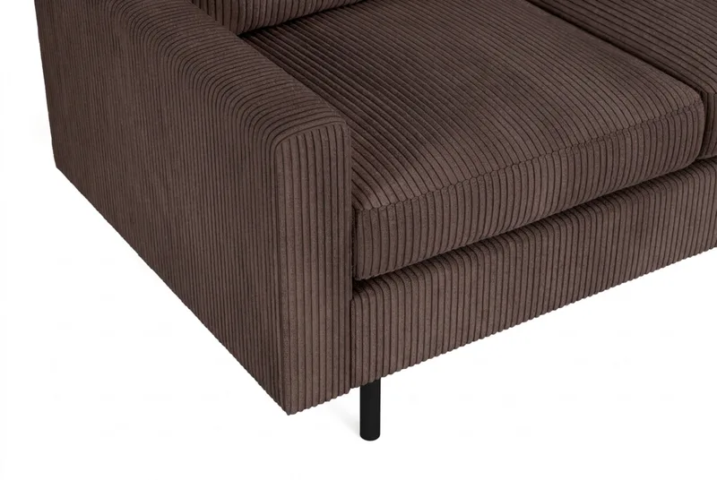 Peppe 3-sits Vändbar L-formad Divansoffa i Manchester - Mörkbrun - Möbler - Soffa - Divansoffa & schäslongsoffa - 3 sits soffa med divan