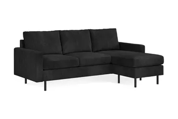 Peppe 3-sits Vändbar L-formad Divansoffa i Manchester - Svart - Möbler - Soffa - Divansoffa & schäslongsoffa - 3 sits soffa med divan