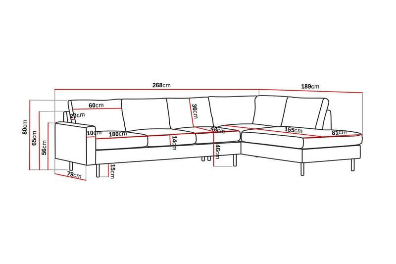 Peppe 4-sits Högervänd L-formad Schäslongsoffa i Manchester - Beige - Möbler - Soffa - Sammetssoffa