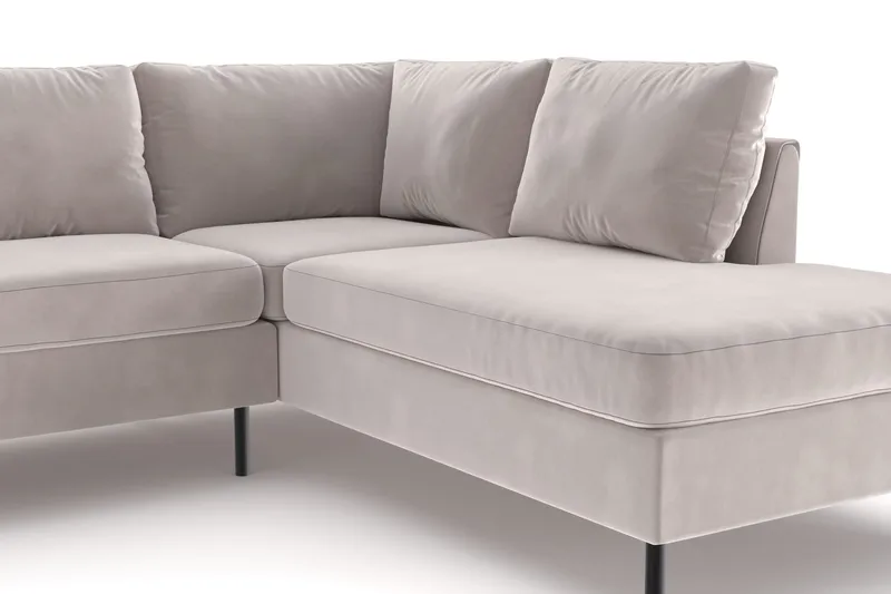 Peppe 4-sits Högervänd L-formad Schäslongsoffa i Manchester - Beige - Möbler - Soffa - Sammetssoffa