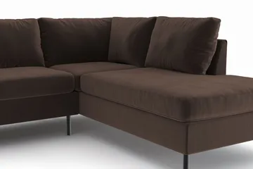 Peppe 4-sits Högervänd L-formad Schäslongsoffa i Manchester - Brun - Möbler - Soffa - Divansoffa & schäslongsoffa