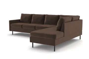 Peppe 4-sits Högervänd L-formad Schäslongsoffa i Manchester - Brun - Möbler - Soffa - Divansoffa & schäslongsoffa