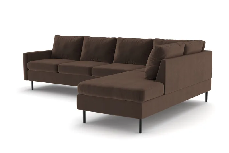 Peppe 4-sits Högervänd L-formad Schäslongsoffa i Manchester - Brun - Möbler - Soffa - Divansoffa & schäslongsoffa