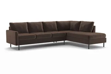 Peppe 4-sits Högervänd L-formad Schäslongsoffa i Manchester - Brun - Möbler - Soffa - Divansoffa & schäslongsoffa