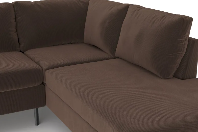 Peppe 4-sits Högervänd L-formad Schäslongsoffa i Manchester - Brun - Möbler - Soffa - Divansoffa & schäslongsoffa