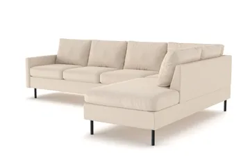 Peppe 4-sits Högervänd L-formad Schäslongsoffa i Manchester - Greige - Möbler - Soffa - Divansoffa & schäslongsoffa