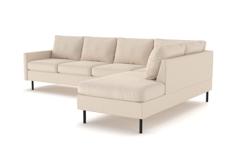 Peppe 4-sits Högervänd L-formad Schäslongsoffa i Manchester - Greige - Möbler - Soffa - Divansoffa & schäslongsoffa