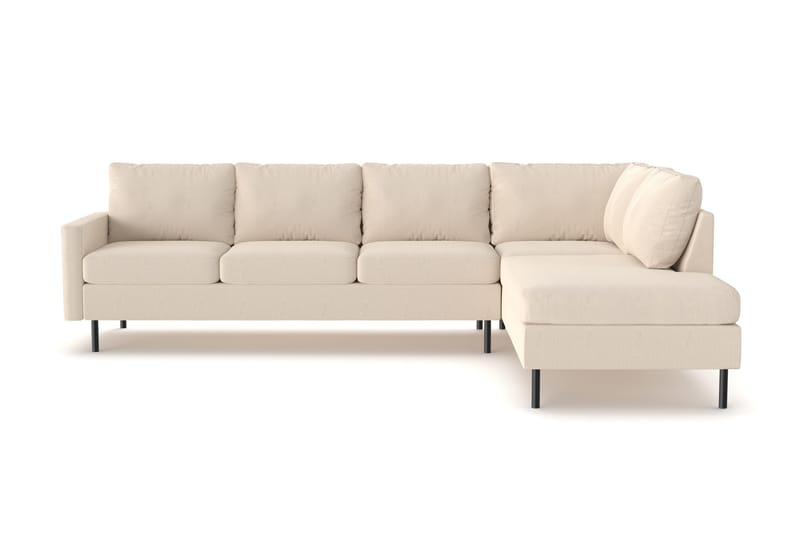 Peppe 4-sits Högervänd L-formad Schäslongsoffa i Manchester - Greige - Möbler - Soffa - Divansoffa & schäslongsoffa