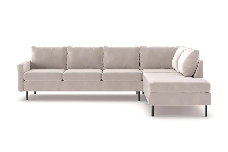 Peppe 4-sits Högervänd L-formad Schäslongsoffa i Sammet, Beige