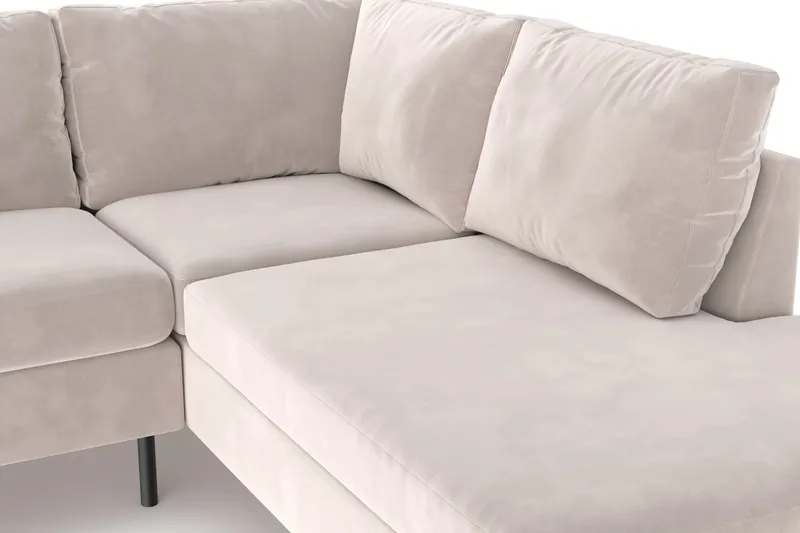 Peppe 4-sits Högervänd L-formad Schäslongsoffa i Sammet - Beige - Möbler - Soffa - Sammetssoffa