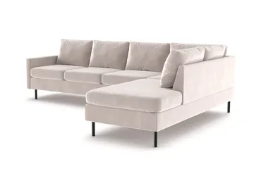 Peppe 4-sits Högervänd L-formad Schäslongsoffa i Sammet - Beige - Möbler - Soffa - Sammetssoffa