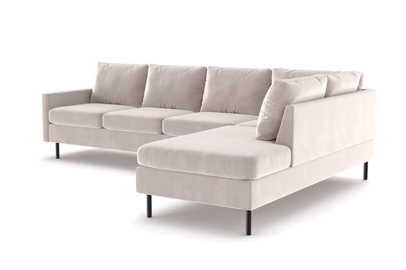 Peppe 4-sits Högervänd L-formad Schäslongsoffa i Sammet - Beige - Möbler - Soffa - Sammetssoffa