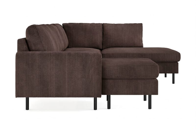 Peppe 4-sits Högervänd U-formad Soffa med Divan och Schäslong i Manchester - Mörkbrun - Möbler - Soffa - Divansoffa & schäslongsoffa - 4 sits soffa med divan