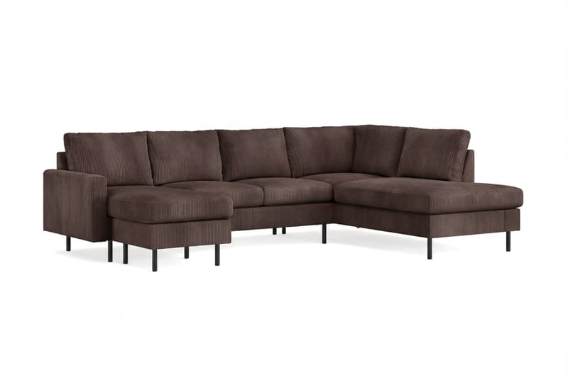 Peppe 4-sits Högervänd U-formad Soffa med Divan och Schäslong i Manchester - Mörkbrun - Möbler - Soffa - Divansoffa & schäslongsoffa - 4 sits soffa med divan