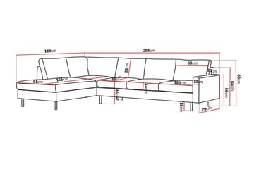 Peppe 4-sits Vänstervänd L-formad Schäslongsoffa i Manchester - Beige - Möbler - Soffa - Sammetssoffa