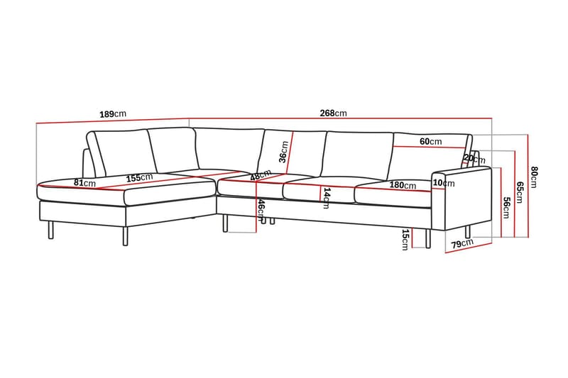 Peppe 4-sits Vänstervänd L-formad Schäslongsoffa i Manchester - Beige - Möbler - Soffa - Sammetssoffa
