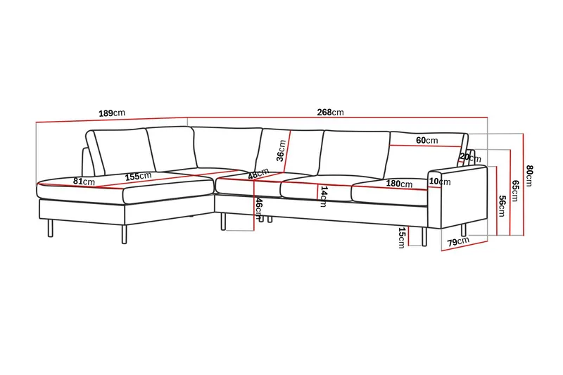 Peppe 4-sits Vänstervänd L-formad Schäslongsoffa i Manchester - Brun - Möbler - Soffa - Divansoffa & schäslongsoffa