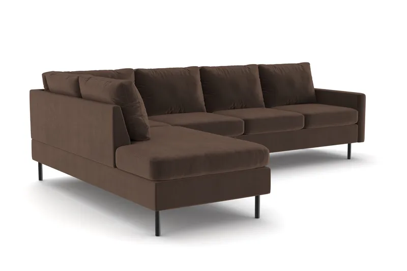 Peppe 4-sits Vänstervänd L-formad Schäslongsoffa i Manchester - Brun - Möbler - Soffa - Divansoffa & schäslongsoffa