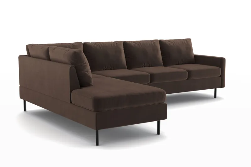 Peppe 4-sits Vänstervänd L-formad Schäslongsoffa i Manchester - Brun - Möbler - Soffa - Divansoffa & schäslongsoffa