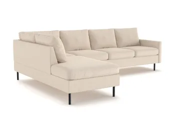 Peppe 4-sits Vänstervänd L-formad Schäslongsoffa i Manchester - Greige - Möbler - Soffa - Divansoffa & schäslongsoffa