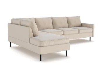 Peppe 4-sits Vänstervänd L-formad Schäslongsoffa i Manchester - Greige - Möbler - Soffa - Divansoffa & schäslongsoffa
