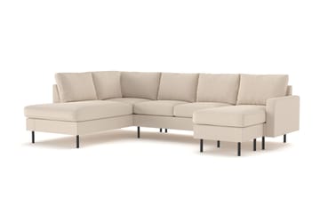 Peppe 4-sits Vänstervänd U-formad Soffa med Divan och Schäslong i Manchester - Greige - Möbler - Soffa - U-soffa