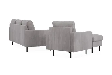 Peppe Soffgrupp 3-sits Soffa + Fåtölj + Fotpall i Manchester - Grå - Möbler - Soffa - Soffgrupp