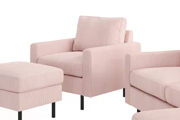 Peppe Soffgrupp 3-sits Vändbar L-formad Divansoffa + Fåtölj + Fotpall i Manchester - Rosa - Möbler - Soffa - Soffgrupp