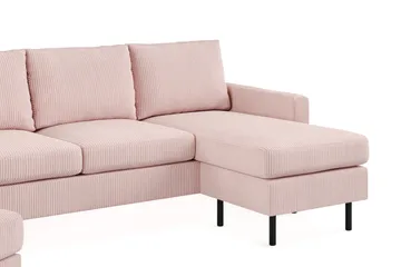 Peppe Soffgrupp 3-sits Vändbar L-formad Divansoffa + Fåtölj + Fotpall i Manchester - Rosa - Möbler - Soffa - Soffgrupp