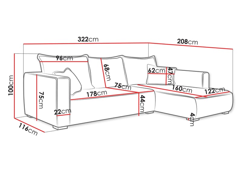 Puente 4-sits Soffa med divan - brun - Möbler - Soffa - Hörnsoffa - Hörnsoffa med divan