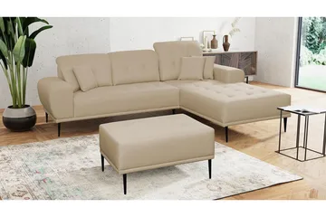 Rapale Soffgrupp Höger med Fotpall - Beige - Möbler - Soffa - Sammetssoffa