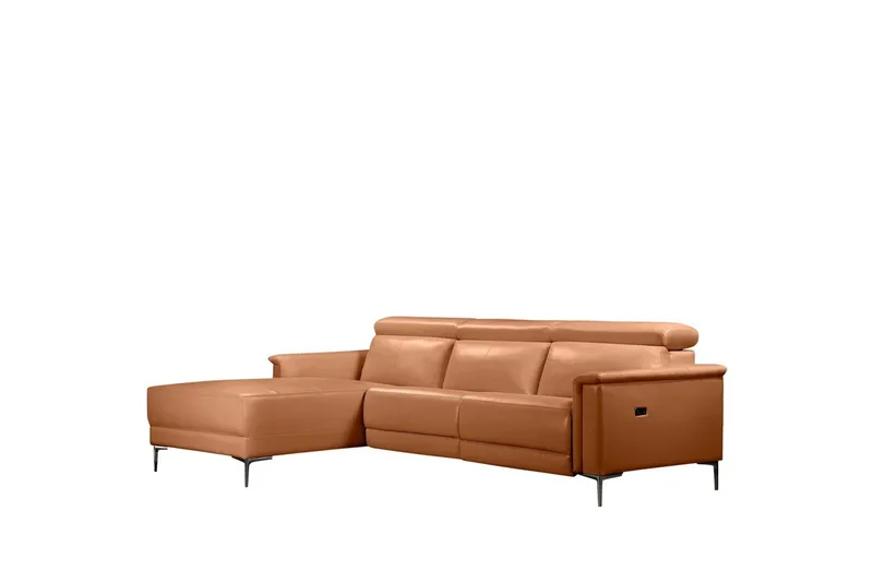 Reclinersoffa med hörn Loft24 Hörnsoffa 3-sits Lund Brun Vänster