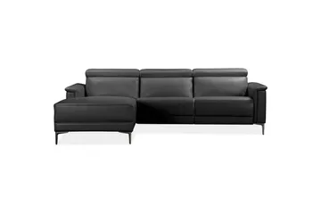 Reclinersoffa med hörn Loft24 Hörnsoffa 3-sits Lund Svart, PU, Vänster Manuell Fåtölj Svart Vänster - Möbler - Soffa - Biosoffa & reclinersoffa
