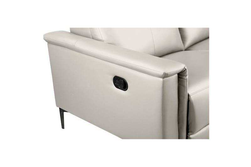 Reclinersoffa utan hörn Loft24 2-sitssoffa Lund Kräm, Läder/PU, Manuell vilstol Cream White - Möbler - Soffa - Biosoffa & reclinersoffa