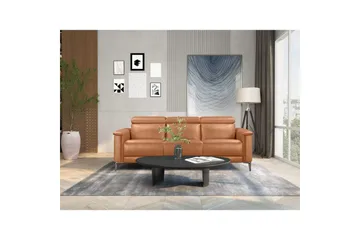 Reclinersoffa utan hörn Loft24 3-sitssoffa Lund Cognac Chocolate Brown,Grå - Möbler - Soffa - Biosoffa & reclinersoffa