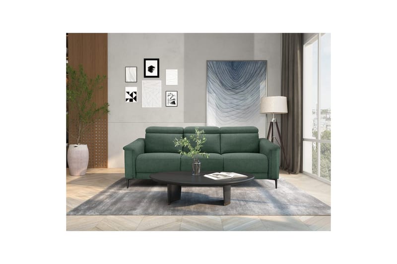 Reclinersoffa utan hörn Loft24 3-sitssoffa Lund Dark Green - Möbler - Soffa - Biosoffa & reclinersoffa