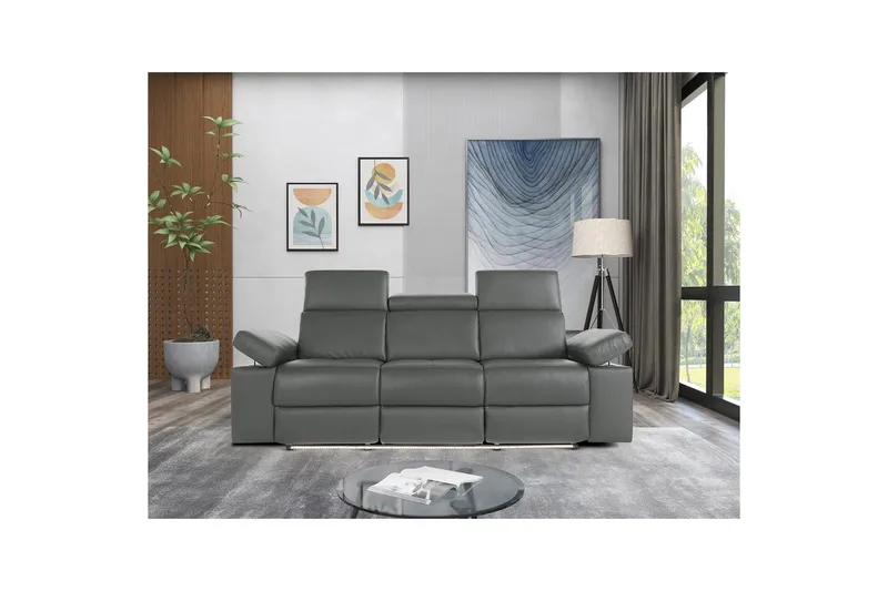Reclinersoffa utan hörn Loft24 3-sitssoffa Rayland Grå - Möbler - Soffa - Biosoffa & reclinersoffa