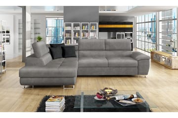 Reginia Soffa med Schäslong 3-sits - Ljusgrå/Svart - Möbler - Soffa - Sammetssoffa