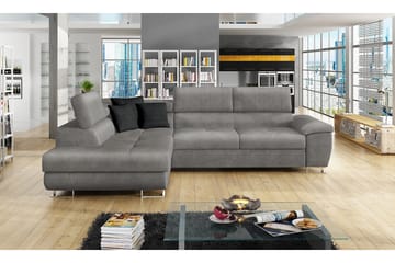 Reginia Soffa med Schäslong 3-sits - Ljusgrå/Svart - Möbler - Soffa - Divansoffa & schäslongsoffa - 3 sits soffa med divan