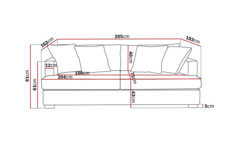 Rossita 3-sits Djup Soffa i Chenille - Beige - Möbler - Soffa - 3 sits soffa