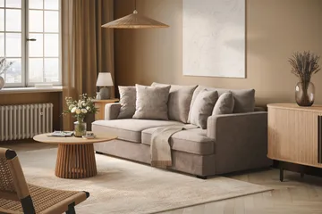 Rossita 3-sits Djup Soffa i Chenille - Grå / Brun - Möbler - Soffa - 3 sits soffa