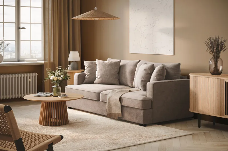 Rossita 3-sits Djup Soffa i Chenille - Grå / Brun - Möbler - Soffa - 3 sits soffa