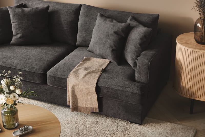 Rossita 3-sits Djup Soffa i Chenille - Svart - Möbler - Soffa - 3 sits soffa