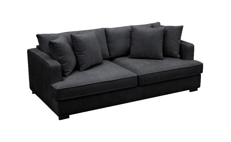 Rossita 3-sits Djup Soffa i Chenille - Trenza 01, Svart Chenille - Möbler - Soffa - 3 sits soffa