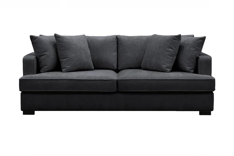 Rossita 3-sits Djup Soffa i Chenille - Trenza 01, Svart Chenille - Möbler - Soffa - 3 sits soffa