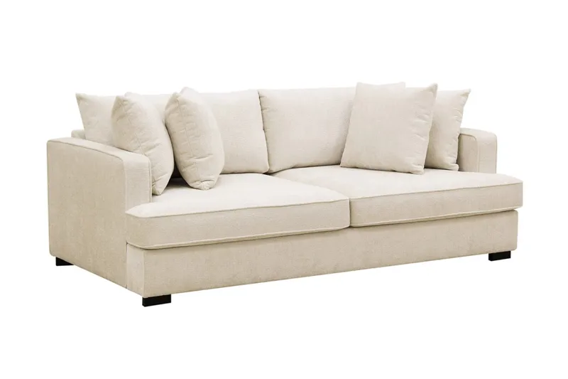 Rossita 3-sits Djup Soffa i Chenille - Trenza 06, Beige Chenille - Möbler - Soffa - 3 sits soffa