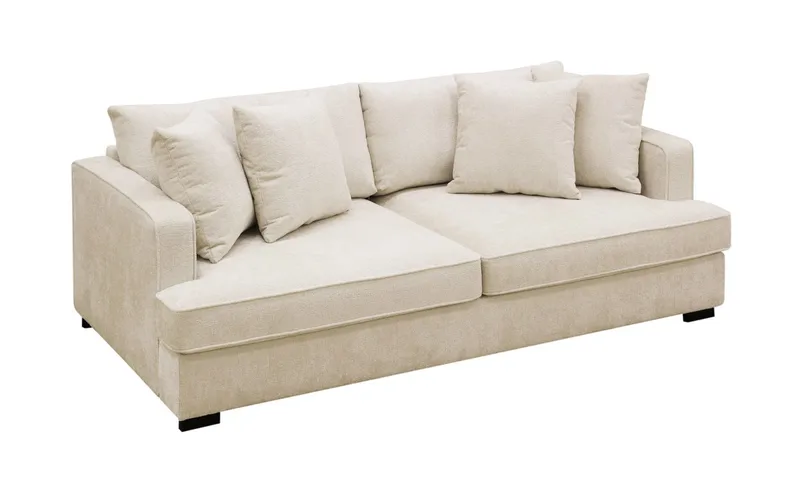 Rossita 3-sits Djup Soffa i Chenille - Trenza 06, Beige Chenille - Möbler - Soffa - 3 sits soffa
