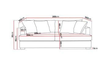 Rossita 3-sits Djup Soffa i Manchester - Mörkgrå - Möbler - Soffa - Sammetssoffa